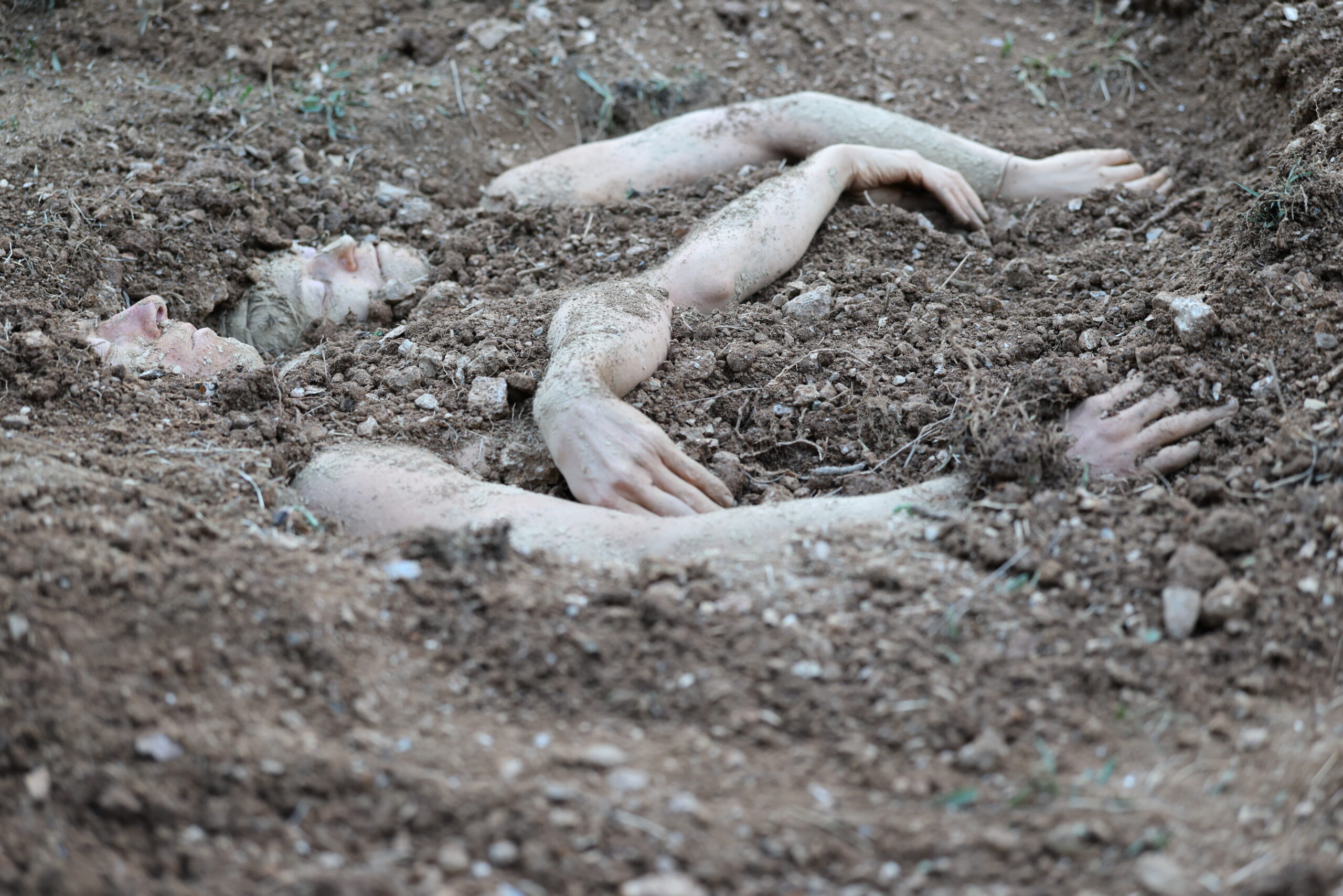 Leah Gayer and Elar Vahter six hours into their durational work in Karyes
